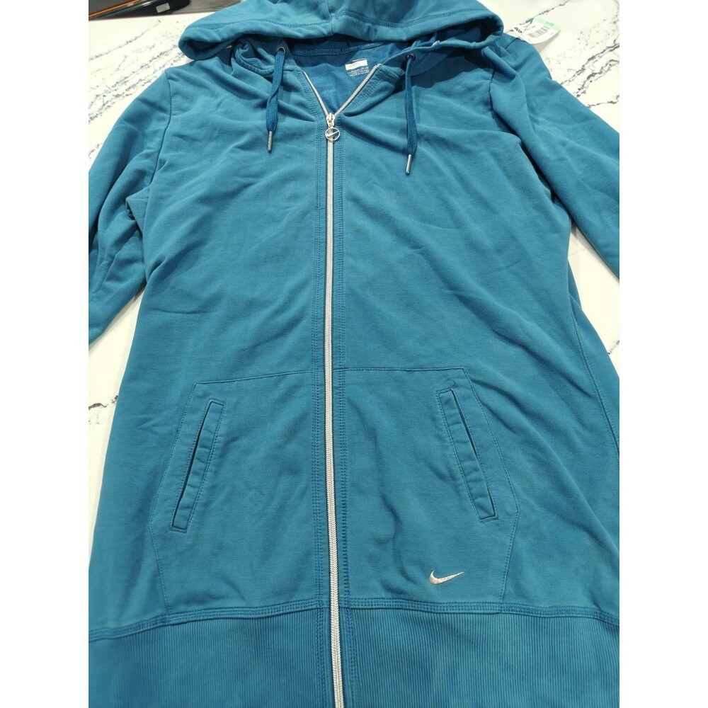 VTG Nike Dri-fit Women’s Teal Zip Up Jacket Hoodie Size XL Tunic Long